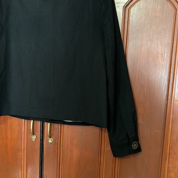 Eddie Bauer Black Short Wool Lined Button Front 2 Pockets Blazer/Jacket - Picture 4 of 16